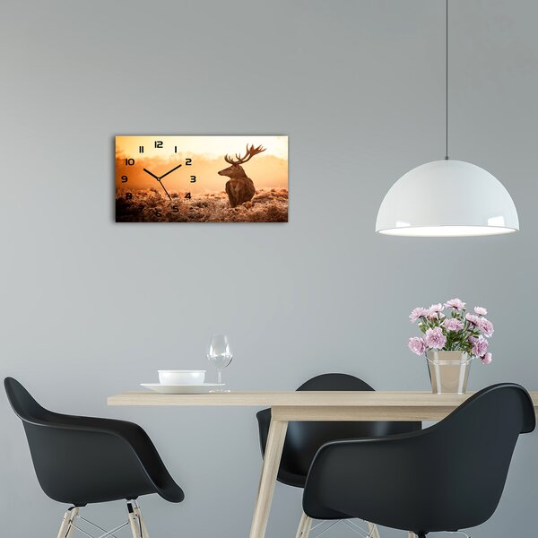 Skleněné hodiny na stěnu Jelen východ slunce pl_zsp_60x30_f_65543404