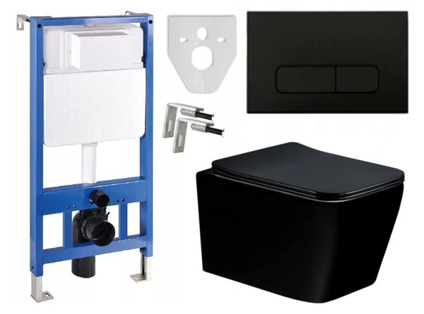 Závěsný set Mexen Fenix + WC TEO Rimless černá 51 x 36 cm + pomalu padající deska Slim, 60100 + 3385XX85