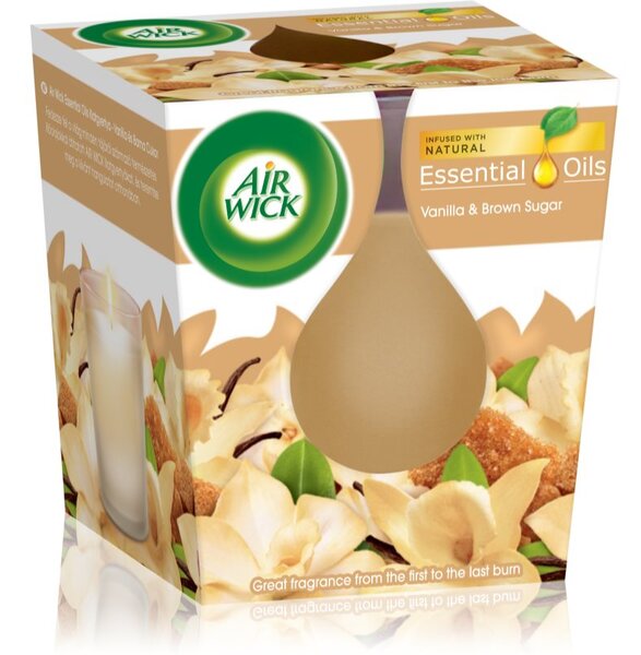 Air Wick Essential Oil Vanilla & Brown Sugar vonná svíčka 105 g