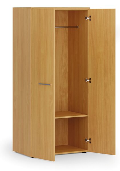 Kancelářská šatní skříň PRIMO WOOD, 1 police, šatní tyč, 800 x 500 x 1781 mm, buk
