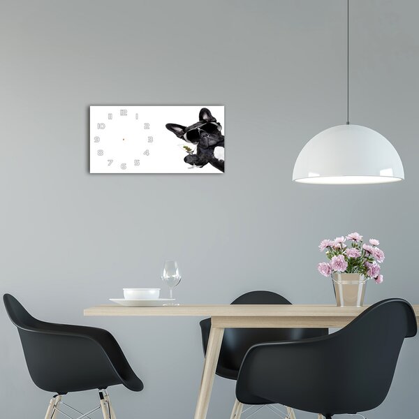 Skleněné hodiny na stěnu tiché Pes s martini pl_zsp_60x30_f_65998306