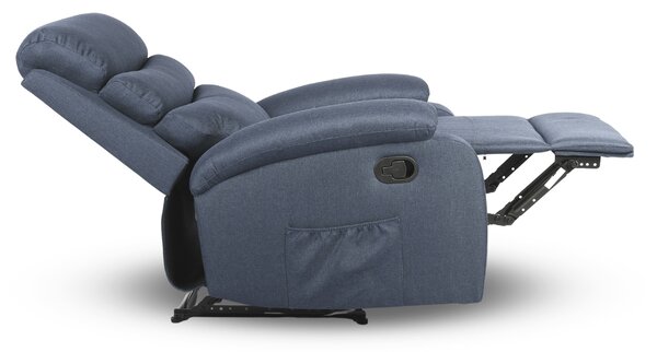 Relaxační polohovací TV křeslo VELORA — látka, tmavě šedá, nosnost 130 kg