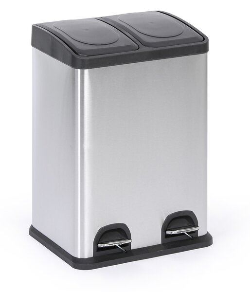 Koš na tříděný odpad, 2x 20 l, nerez, nášlapný