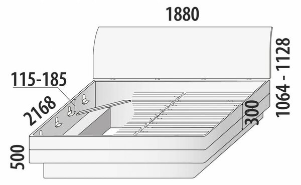 Postel s úložným prostorem Fantazie Grande F307, 180x200cm, masiv buk