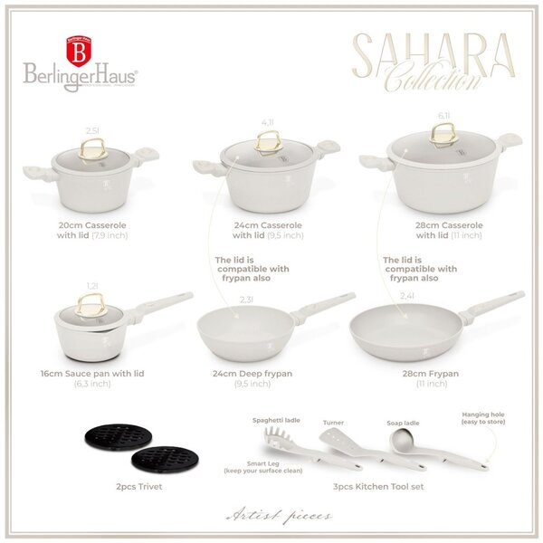 Sada nádobí s titanovým povrchem 15 ks Sahara Collection