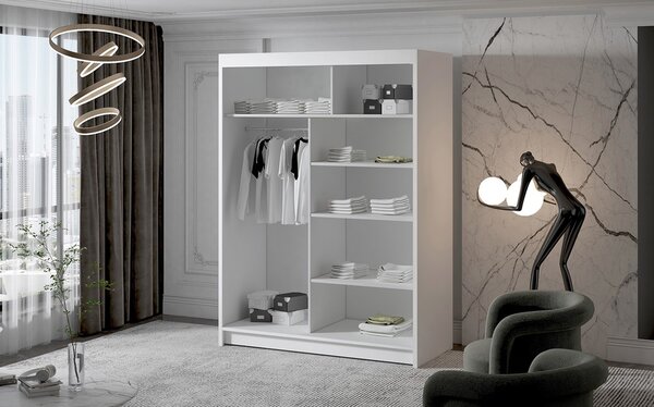 Velká šatní skříň MILAN III 150 cm Bílá