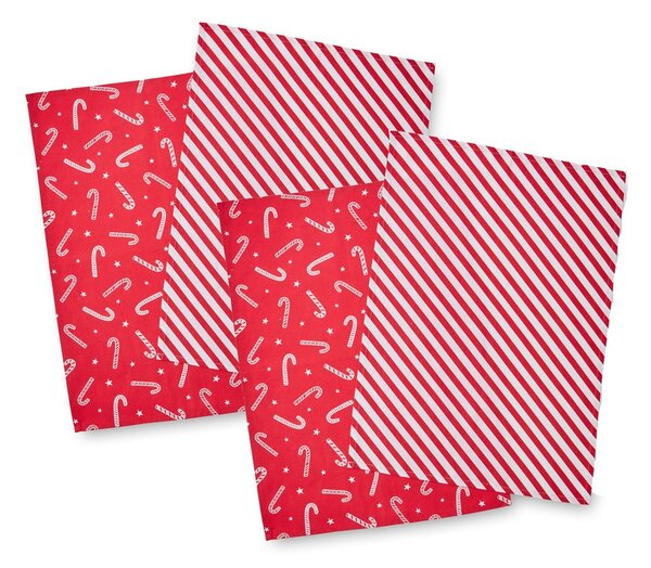 Bavlněné utěrky s vánočním motivem v sadě 4 ks 50x70 cm Candy Cane – Catherine Lansfield