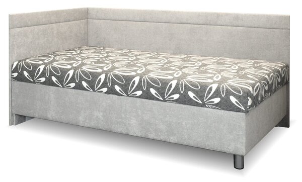 Rohová čalouněná postel s úložným prostorem Sára, 110x200 cm