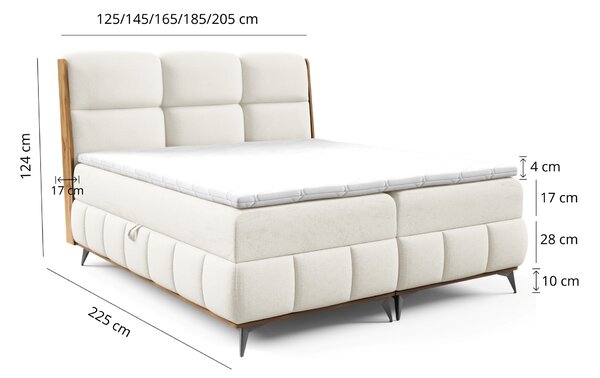 Kontinentální postel 120x200 CORAIMA - dub lancelot / béžová 2 + topper ZDARMA