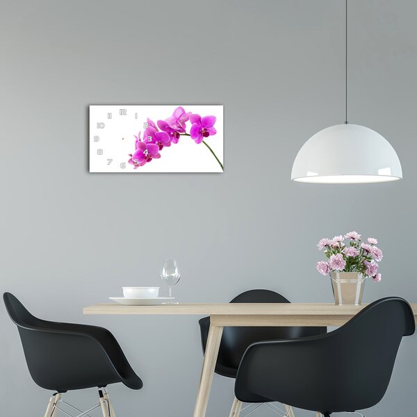 Skleněné hodiny na stěnu Růžová orchidej pl_zsp_60x30_f_67691978