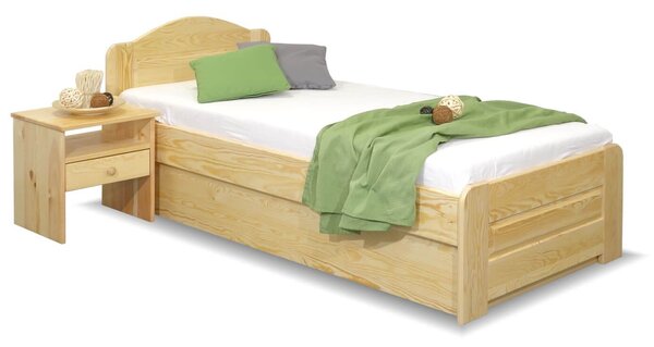 Postel jednolůžko s úložným prostorem LADA, 90x200cm, masiv borovice