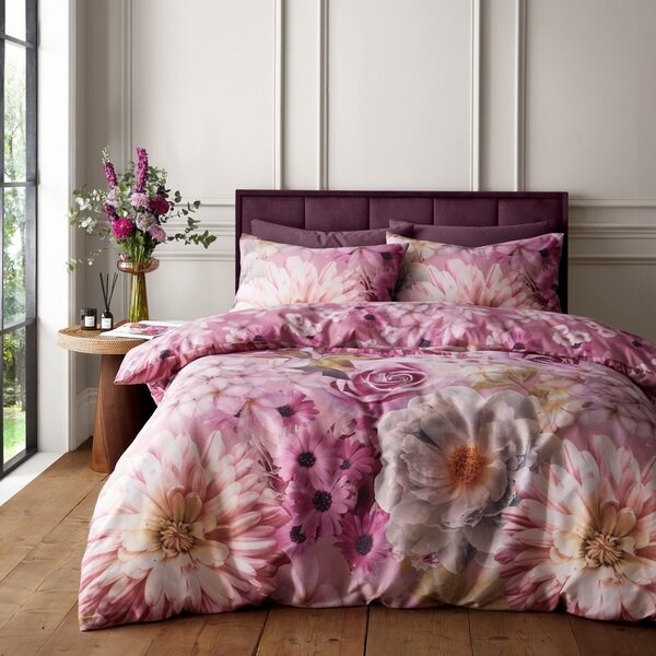 Růžové povlečení na jednolůžko 135x200 cm Rosemoor Floral – RHS