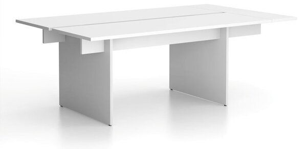 Jednací kancelářský stůl SOLID + 1x přísed, 210x125 cm, bílá