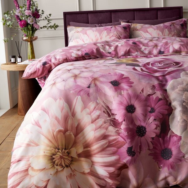 Růžové povlečení na jednolůžko 135x200 cm Rosemoor Floral – RHS