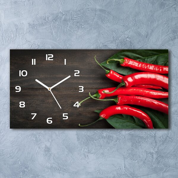 Skleněné hodiny na stěnu Chilli papričky pl_zsp_60x30_f_68584062