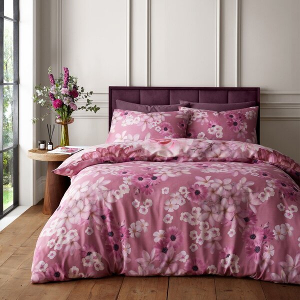 Růžové povlečení na jednolůžko 135x200 cm Rosemoor Floral – RHS