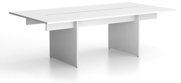 Jednací kancelářský stůl SOLID + 2x přísed, 240x125 cm, bílá