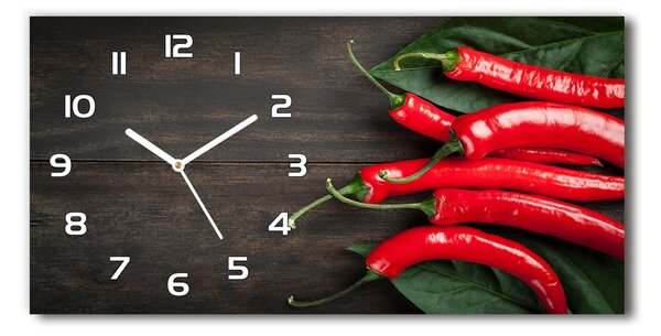 Skleněné hodiny na stěnu Chilli papričky pl_zsp_60x30_f_68584062