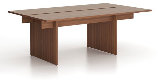 Jednací kancelářský stůl SOLID + 1x přísed, 210x125 cm, ořech