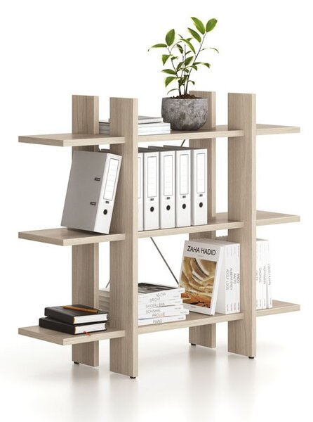 Kancelářský regál nízký krátký SOLID, 1250 x 400 x 1075 mm, dub přírodní
