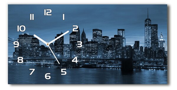 Skleněné hodiny na stěnu tiché New York noc pl_zsp_60x30_f_68675791