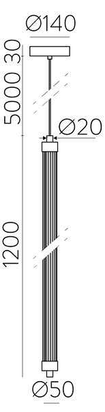 ACB Iluminacion Závěsné LED svítidlo LINEO, 22W, v. 120 cm, CRI90, CCT switch 2700-3000K Stmívání a řízení: ON/OFF