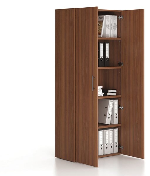 Kancelářská skříň vysoká SOLID, 800 x 400 x 1830 mm, ořech