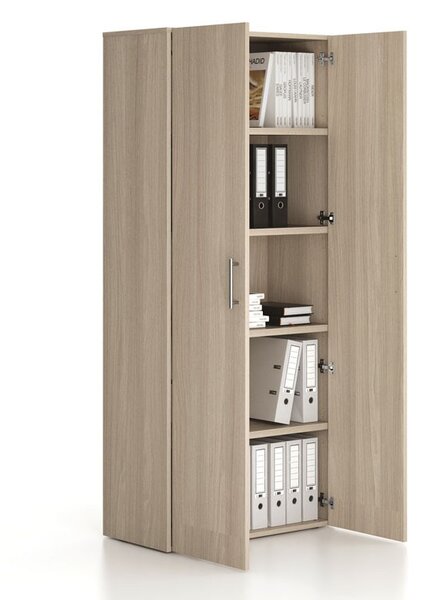 Kancelářská skříň vysoká SOLID, 800 x 400 x 1830 mm, dub přírodní