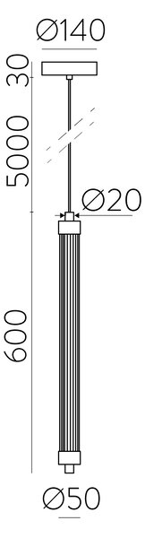 ACB Iluminacion Závěsné LED svítidlo LINEO, 11W, v. 60 cm, CRI90, CCT switch 2700-3000K Stmívání a řízení: ON/OFF