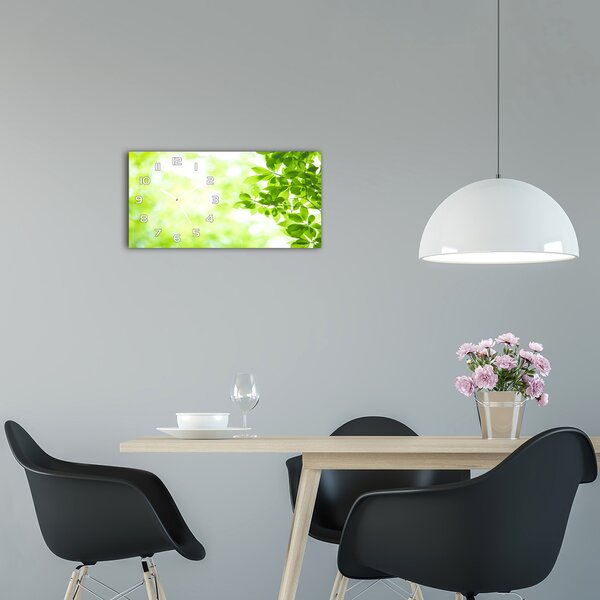 Moderní skleněné hodiny na stěnu Listí pl_zsp_60x30_f_69074600