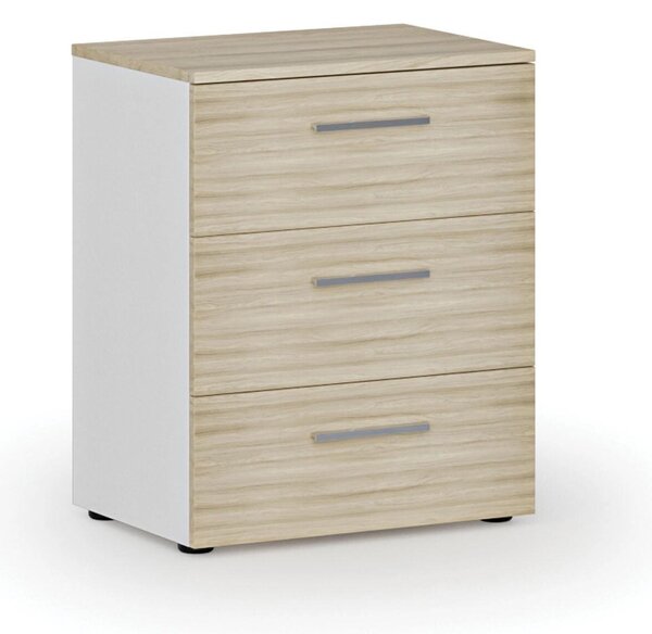 Kancelářská komoda ke stolu PRIMO WHITE, 740 x 600 x 420 mm, bílá/dub přírodní