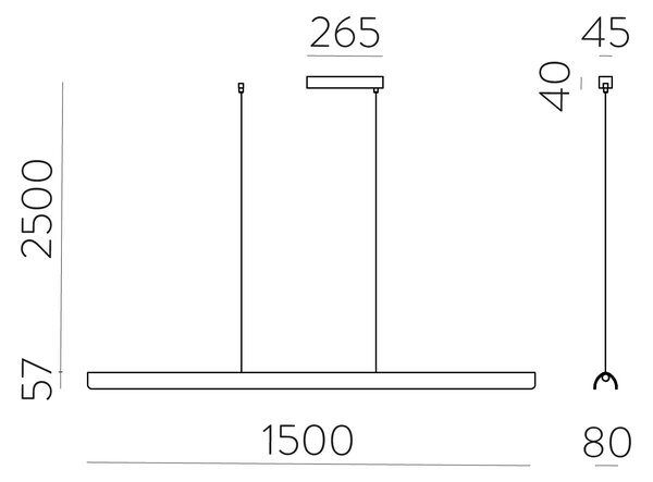 ACB Iluminacion Závěsné lineární LED svítidlo ALMA, 22W, d. 150 cm, CRI90, CCT switch 2700-3000K Barva: Dubové dřevo-bílá, Stmívání a řízení: ON/OFF