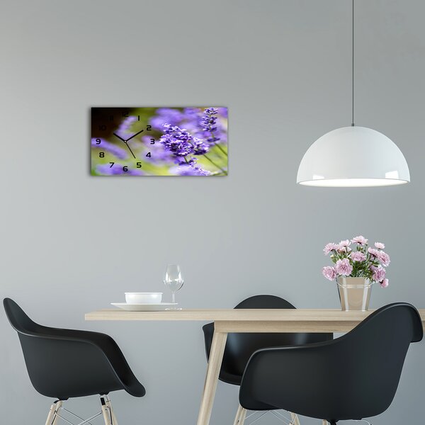 Moderní skleněné hodiny na stěnu Levandule pl_zsp_60x30_f_70339730