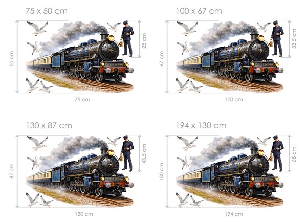 Vlak Orient express textilní přelepitelné samolepky na zeď arch 75 x 50 cm