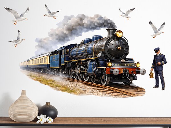 Vlak Orient express textilní přelepitelné samolepky na zeď arch 75 x 50 cm
