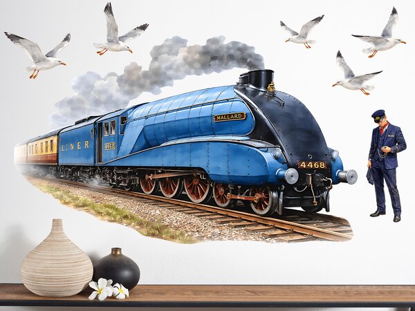 Vlak Mallard textilní přelepitelné samolepky na zeď arch 75 x 46 cm