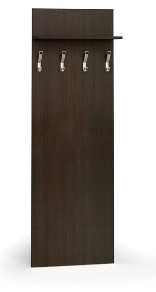 Věšáková stěna PRIMO WOOD, 4 háčky, police, wenge