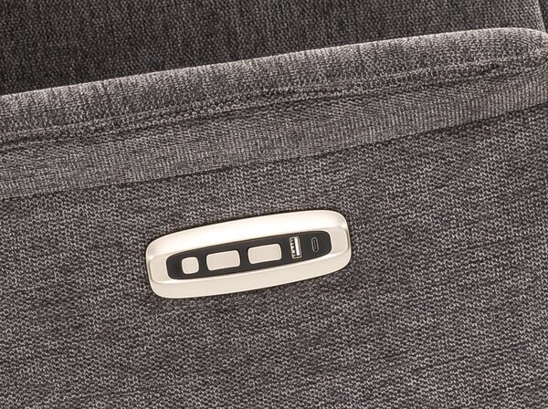 LYKKE relaxační otočné křeslo s elektrickým ovládáním a USB-C portem, potah látka šedá