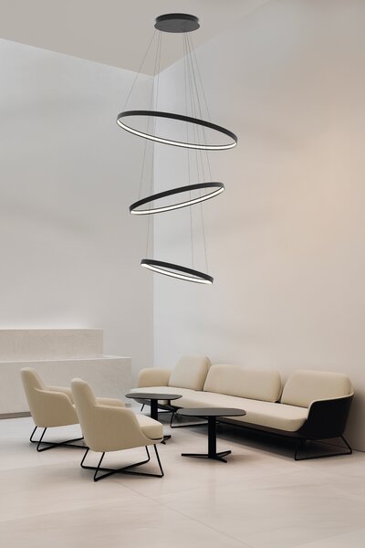 ACB Iluminacion Závěsné LED svítidlo LOOP, 52W, Ø 60 cm, CRI90, CCT switch 2700-3000K Barva: Černá