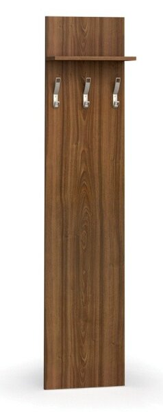 Věšáková stěna PRIMO WOOD, 3 háčky, police, léta svisle, ořech
