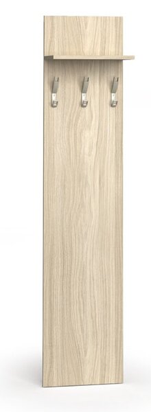 Věšáková stěna PRIMO WOOD, 3 háčky, police, léta svisle, dub přírodní
