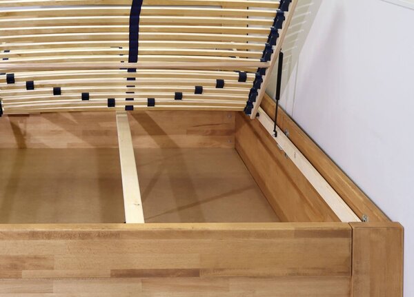 Zvýšená postel s úložným prostorem Orfeus, 140x200, masiv buk