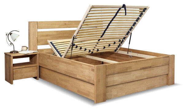 Zvýšená postel s úložným prostorem Orfeus, 140x200, masiv buk