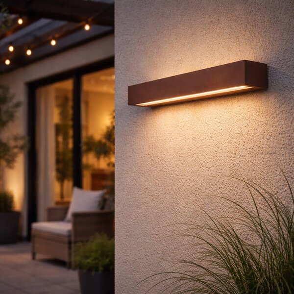 Venkovní průmyslová nástěnná lampa rezavě hnědá 55 cm vč. LED IP65 - Hannah