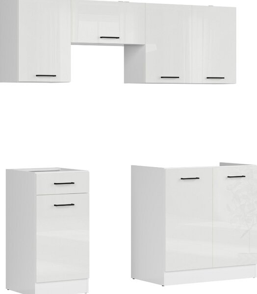 Kuchyň JUNONA MODUL VERZE2 BBL TAFLA 180 cm, bílá/bílá křída lesk