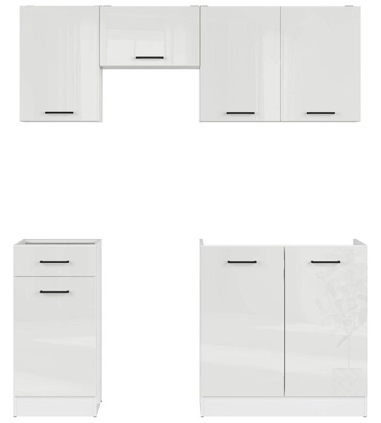Kuchyň JUNONA MODUL VERZE2 BBL TAFLA 170 cm, bílá/bílá křída lesk