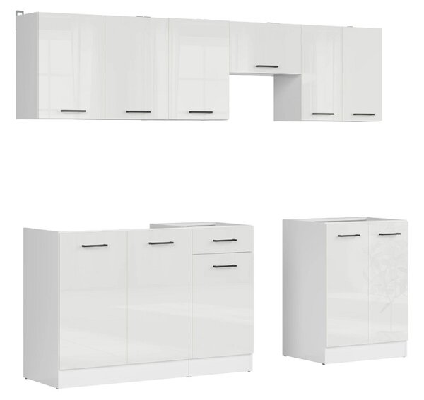 Kuchyň JUNONA MODUL VERZE2 BBL TAFLA 230 cm, bílá/bílá křída lesk