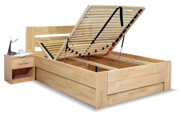 Zvýšená postel s úložným prostorem Trinity, 140x210, masiv buk