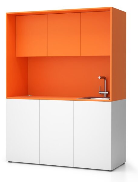 Kuchyňka NIKA se dřezem a baterií 1481 x 600 x 2000 mm, oranžová, pravé