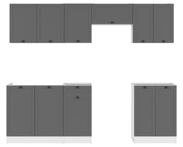 Kuchyň JUNONA MODUL VERZE2 BBL RAMKA 240 cm, bílá/grafit